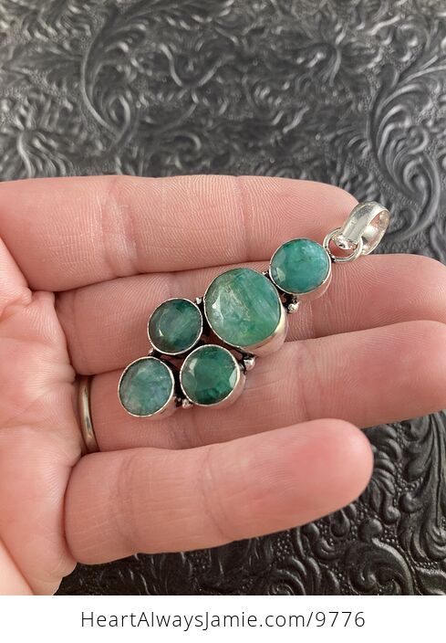 Raw Polished Emerald Crystal Stone Jewelry Pendant - #JC482IYUwUM-3