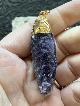 Raw Purple Amethyst Point Stone Crystal Pendant Jewelry #RCwUt0TQ6FE