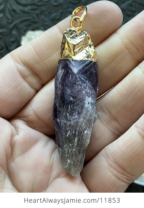 Raw Purple Amethyst Point Stone Crystal Pendant Jewelry - #RCwUt0TQ6FE-6