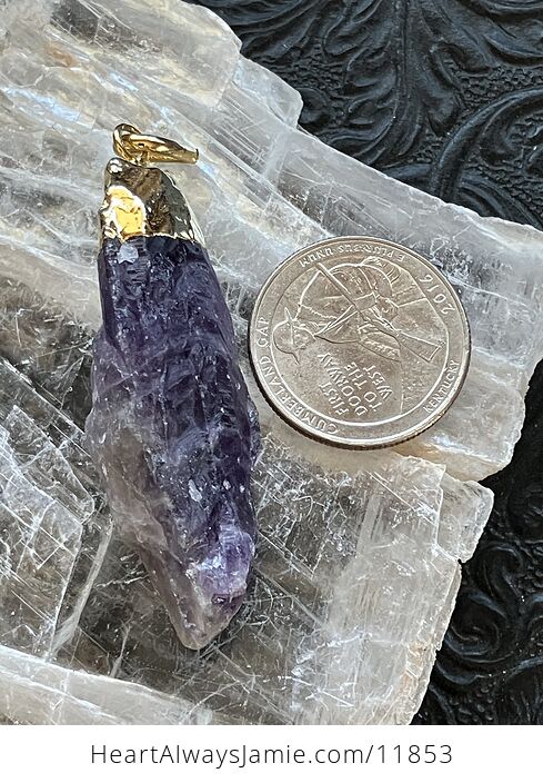 Raw Purple Amethyst Point Stone Crystal Pendant Jewelry - #RCwUt0TQ6FE-3