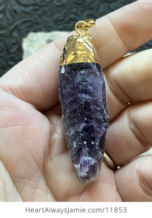 Raw Purple Amethyst Point Stone Crystal Pendant Jewelry - #RCwUt0TQ6FE-1