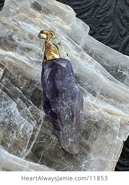 Raw Purple Amethyst Point Stone Crystal Pendant Jewelry - #RCwUt0TQ6FE-2