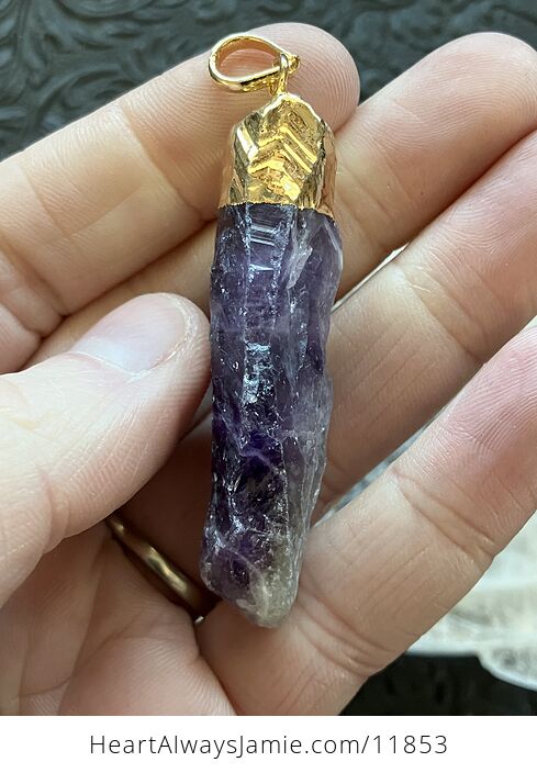 Raw Purple Amethyst Point Stone Crystal Pendant Jewelry - #RCwUt0TQ6FE-7