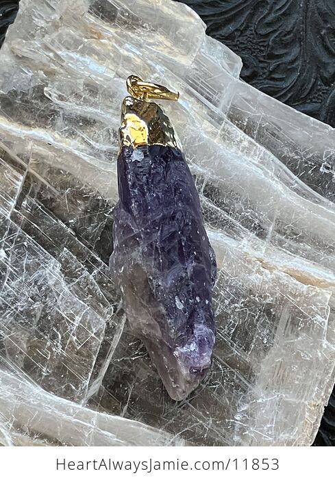 Raw Purple Amethyst Point Stone Crystal Pendant Jewelry - #RCwUt0TQ6FE-4