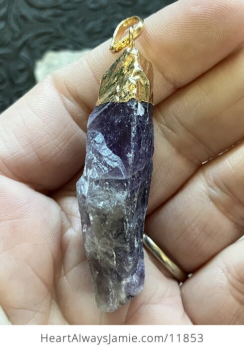 Raw Purple Amethyst Point Stone Crystal Pendant Jewelry - #RCwUt0TQ6FE-5