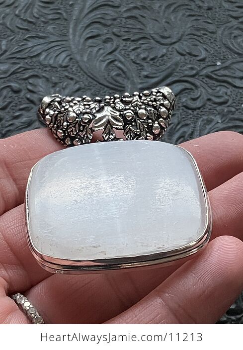 Raw Selenite Crystal Stone Jewelry Pendant - #E8lCIn6PlMY-3