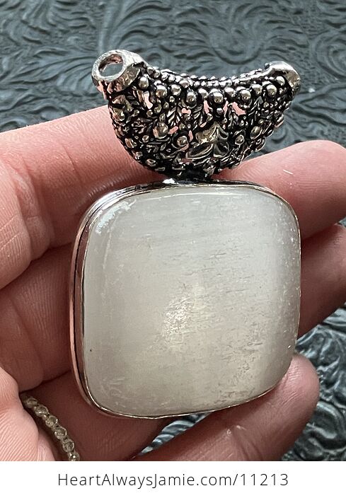 Raw Selenite Crystal Stone Jewelry Pendant - #E8lCIn6PlMY-2