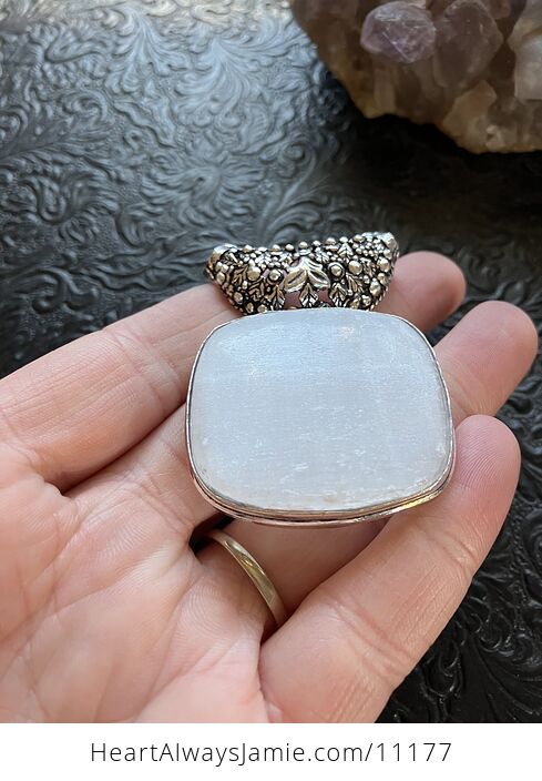 Raw Selenite Crystal Stone Jewelry Pendant - #tGksJD0Zmd8-6
