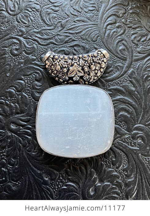 Raw Selenite Crystal Stone Jewelry Pendant - #tGksJD0Zmd8-1