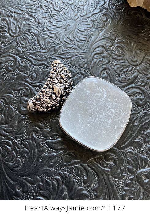 Raw Selenite Crystal Stone Jewelry Pendant - #tGksJD0Zmd8-3