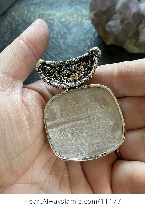 Raw Selenite Crystal Stone Jewelry Pendant - #tGksJD0Zmd8-4