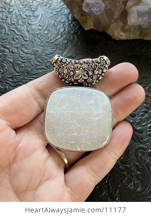 Raw Selenite Crystal Stone Jewelry Pendant - #tGksJD0Zmd8-8
