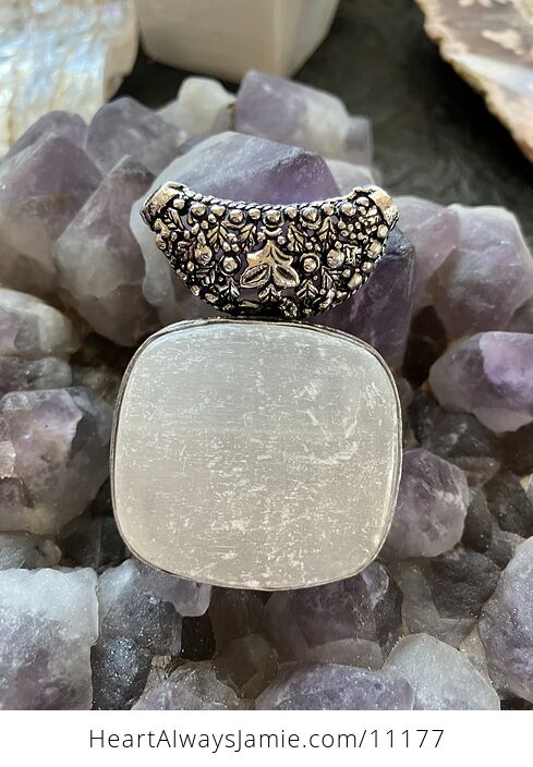 Raw Selenite Crystal Stone Jewelry Pendant - #tGksJD0Zmd8-2