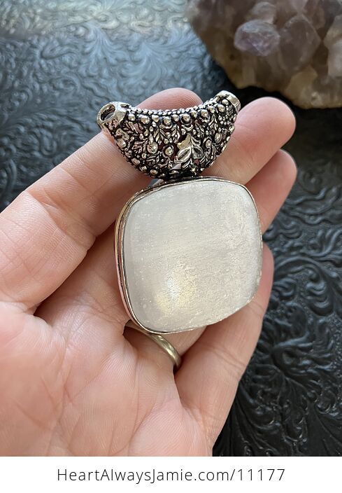 Raw Selenite Crystal Stone Jewelry Pendant - #tGksJD0Zmd8-7