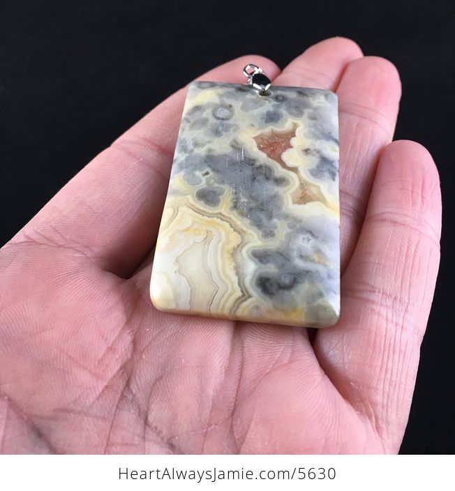 Rectangle Crazy Lace Mexican Agate Stone Jewelry Pendant - #bc3kICw9A3s-2
