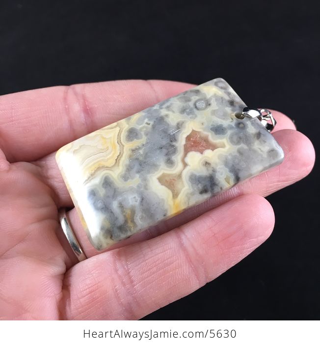 Rectangle Crazy Lace Mexican Agate Stone Jewelry Pendant - #bc3kICw9A3s-3