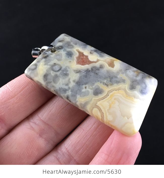 Rectangle Crazy Lace Mexican Agate Stone Jewelry Pendant - #bc3kICw9A3s-4