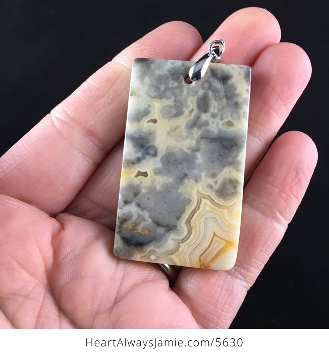 Rectangle Crazy Lace Mexican Agate Stone Jewelry Pendant - #bc3kICw9A3s-6