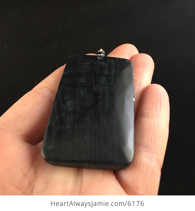 Rectangle Shaped Black Picasso Jasper Stone Jewelry Pendant - #cYsjS6u14eI-2