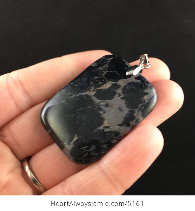 Rectangle Shaped Black Sea Sediment Jasper Stone Jewelry Pendant - #iLvIOO6p54k-3