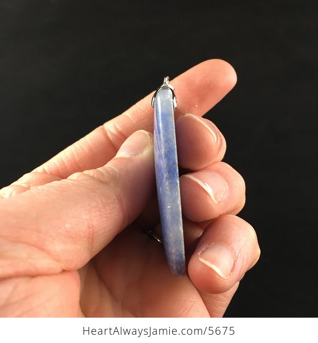 Rectangle Shaped Blue Agate Stone Jewelry Pendant - #OgJXLsTuD4A-5