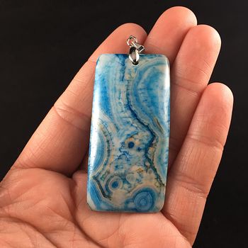 Rectangle Shaped Blue Crazy Lace Agate Stone Jewelry Pendant #bBtl3wxbXyI