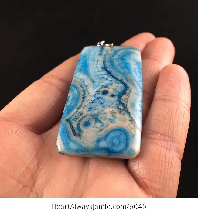Rectangle Shaped Blue Crazy Lace Agate Stone Jewelry Pendant - #bBtl3wxbXyI-2