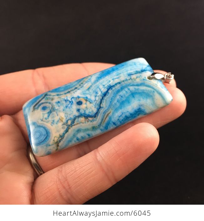 Rectangle Shaped Blue Crazy Lace Agate Stone Jewelry Pendant - #bBtl3wxbXyI-3