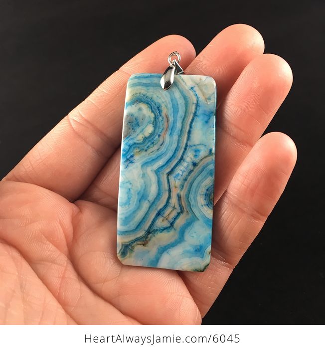 Rectangle Shaped Blue Crazy Lace Agate Stone Jewelry Pendant - #bBtl3wxbXyI-6