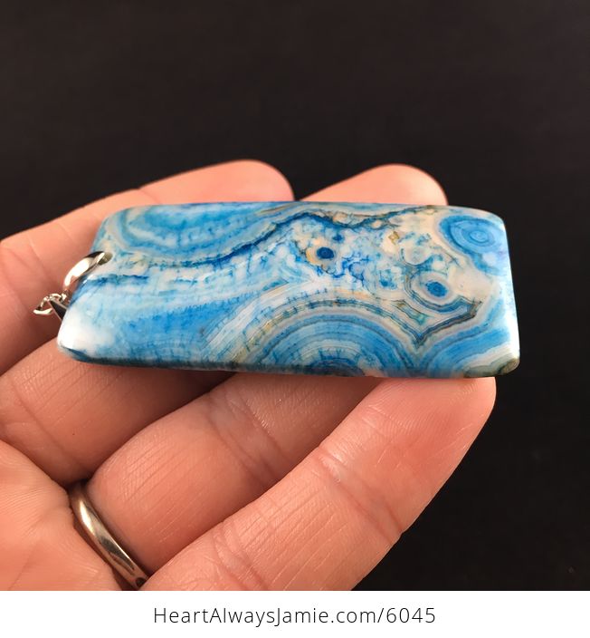Rectangle Shaped Blue Crazy Lace Agate Stone Jewelry Pendant - #bBtl3wxbXyI-4