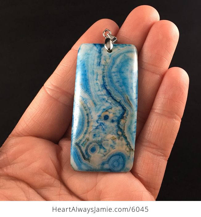 Rectangle Shaped Blue Crazy Lace Agate Stone Jewelry Pendant - #bBtl3wxbXyI-1