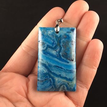 Rectangle Shaped Blue Crazy Lace Mexican Agate Stone Jewelry Pendant #U2oMMJVcRfo