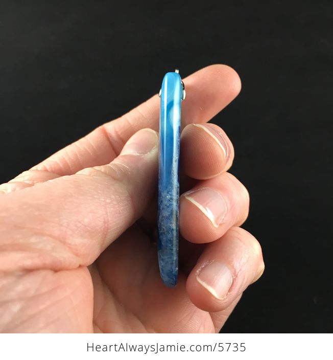 Rectangle Shaped Blue Druzy Agate Stone Jewelry Pendant - #VcohjNkMqOE-5