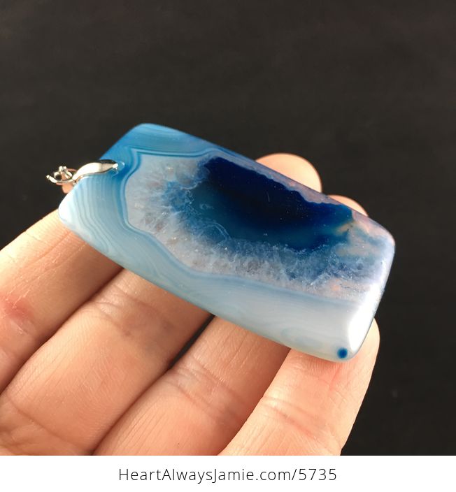 Rectangle Shaped Blue Druzy Agate Stone Jewelry Pendant - #VcohjNkMqOE-4