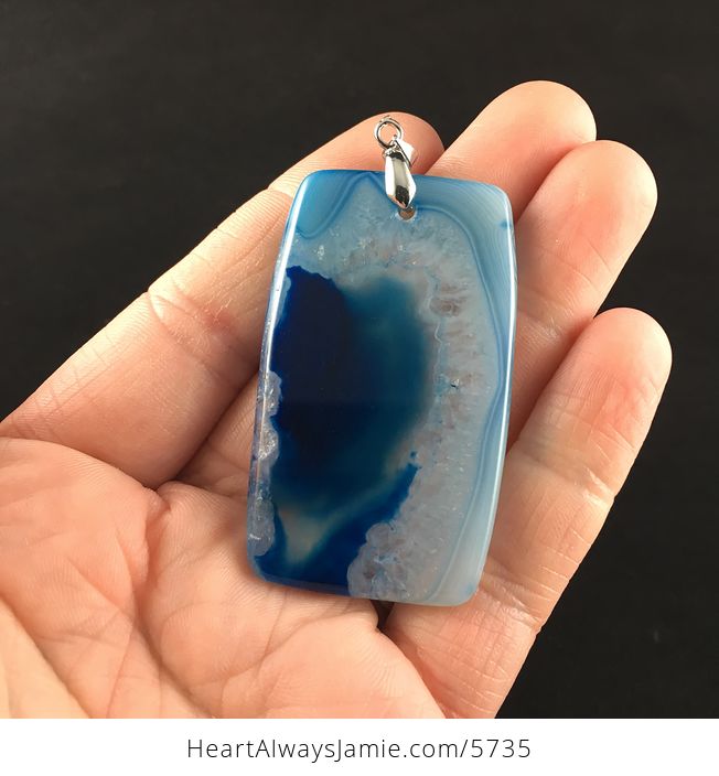 Rectangle Shaped Blue Druzy Agate Stone Jewelry Pendant - #VcohjNkMqOE-6