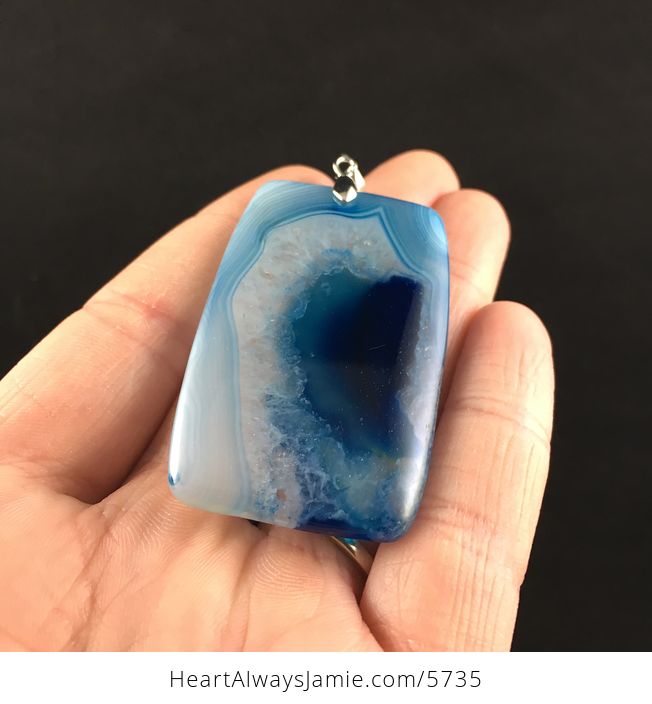 Rectangle Shaped Blue Druzy Agate Stone Jewelry Pendant - #VcohjNkMqOE-2
