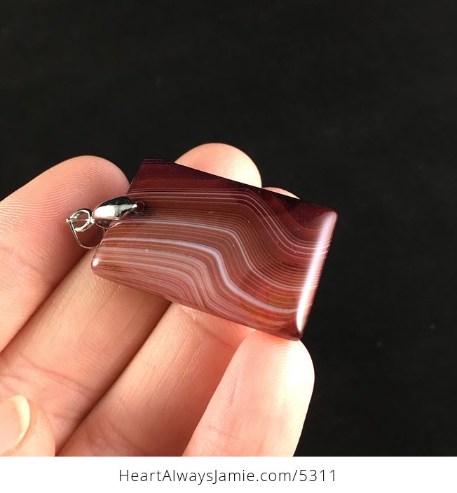 Rectangle Shaped Brown Striped Agate Stone Jewelry Pendant - #t0ih2asu84A-4
