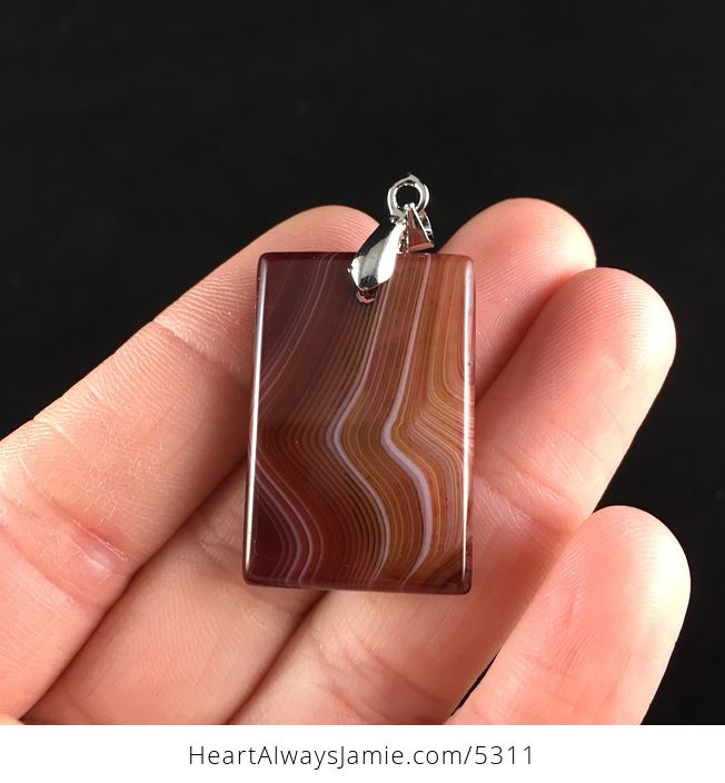 Rectangle Shaped Brown Striped Agate Stone Jewelry Pendant - #t0ih2asu84A-6