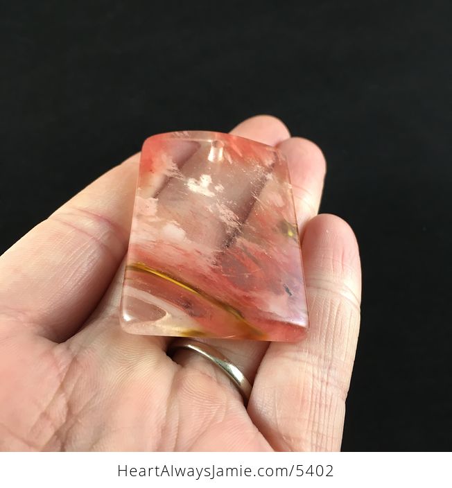 Rectangle Shaped Cherry Quartz Stone Jewelry Pendant - #3SbXtjEgH44-2