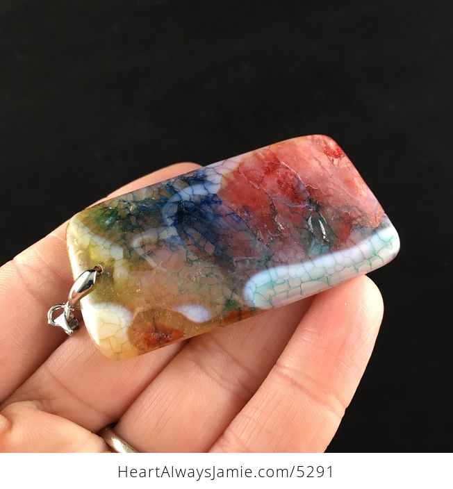 Rectangle Shaped Colorful Druzy Agate Stone Jewelry Pendant - #OK8g9T9rN6Q-4