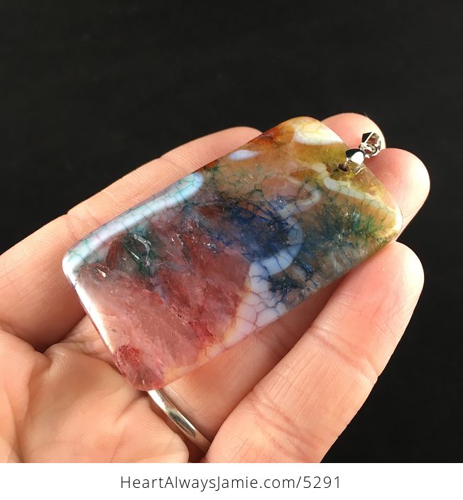 Rectangle Shaped Colorful Druzy Agate Stone Jewelry Pendant - #OK8g9T9rN6Q-3