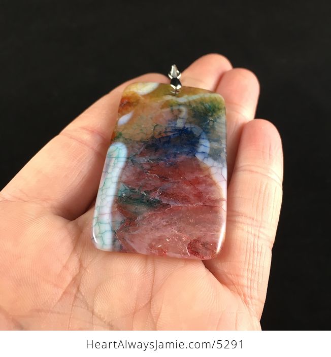 Rectangle Shaped Colorful Druzy Agate Stone Jewelry Pendant - #OK8g9T9rN6Q-2