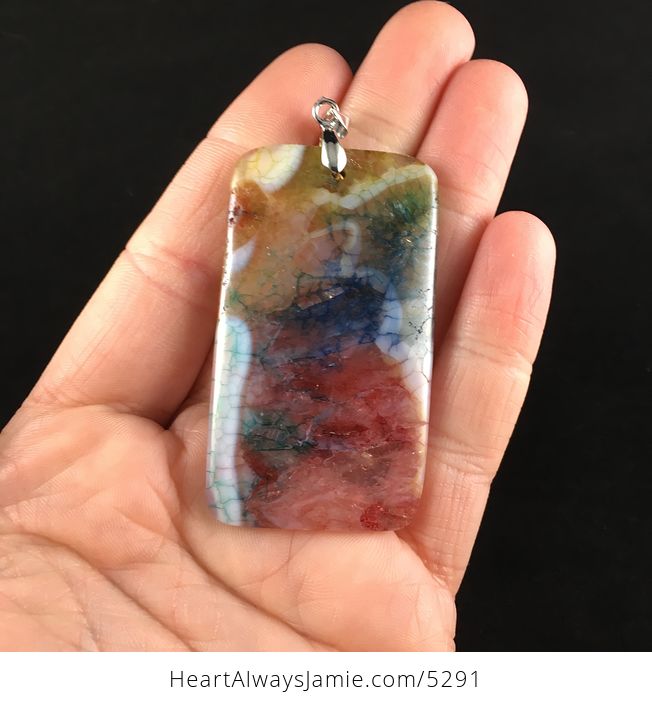 Rectangle Shaped Colorful Druzy Agate Stone Jewelry Pendant - #OK8g9T9rN6Q-1
