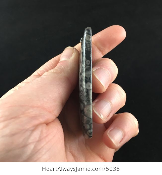 Rectangle Shaped Crinoid Fossil Stone Jewelry Pendant - #CAERjQjykd8-5