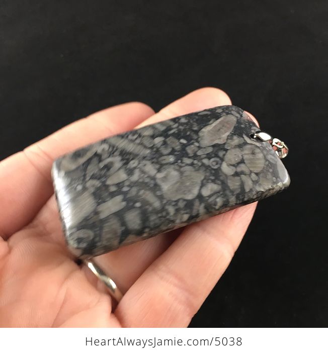 Rectangle Shaped Crinoid Fossil Stone Jewelry Pendant - #CAERjQjykd8-3