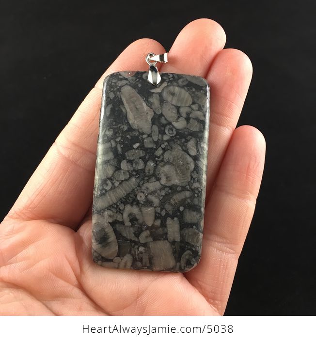 Rectangle Shaped Crinoid Fossil Stone Jewelry Pendant - #CAERjQjykd8-1