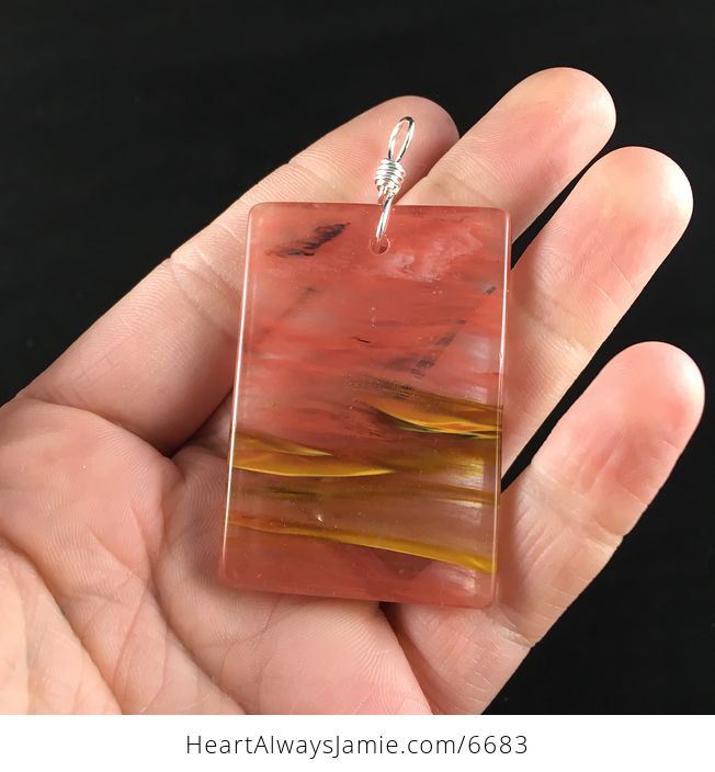 Rectangle Shaped Fire Cherry Quartz Stone Jewelry Pendant - #y2Ko1mElM4M-6