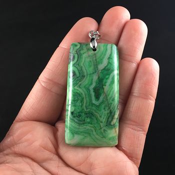 Rectangle Shaped Green Crazy Lace Agate Stone Jewelry Pendant #2SCjoaE1RBk