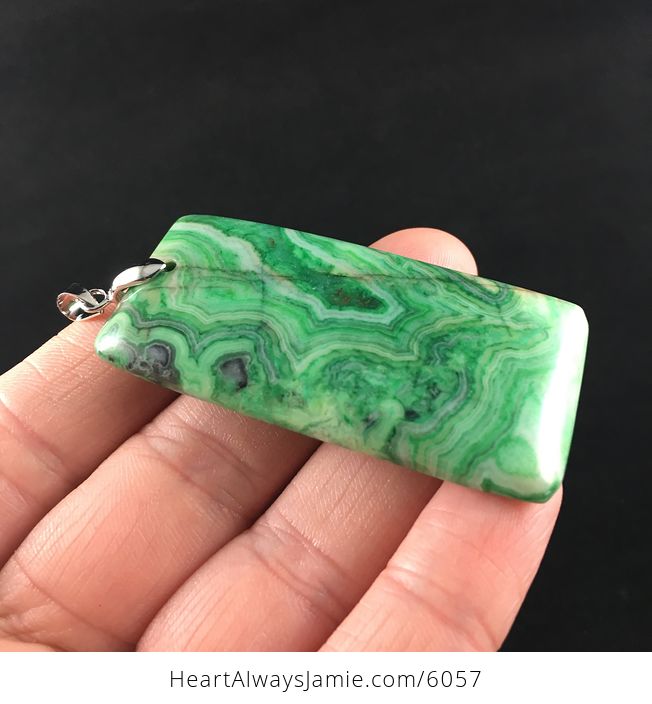 Rectangle Shaped Green Crazy Lace Agate Stone Jewelry Pendant - #2SCjoaE1RBk-4