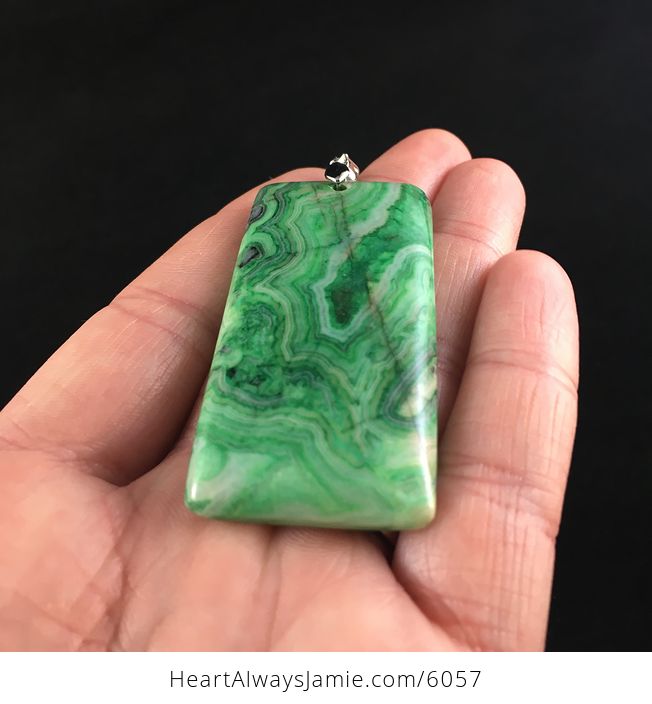 Rectangle Shaped Green Crazy Lace Agate Stone Jewelry Pendant - #2SCjoaE1RBk-2